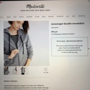 Madewell messenger hoodie M
